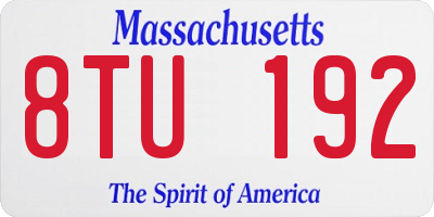 MA license plate 8TU192