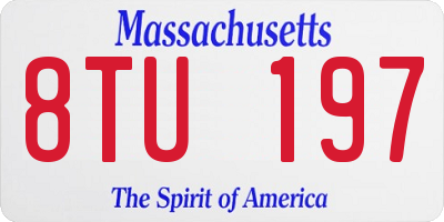 MA license plate 8TU197