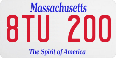 MA license plate 8TU200