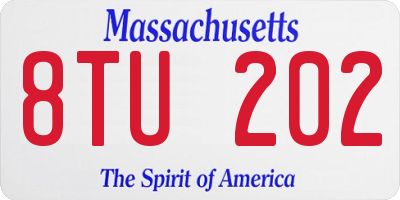 MA license plate 8TU202