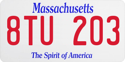 MA license plate 8TU203