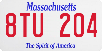 MA license plate 8TU204