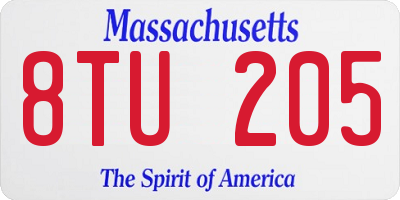MA license plate 8TU205