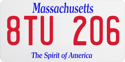 MA license plate 8TU206