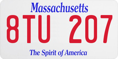 MA license plate 8TU207