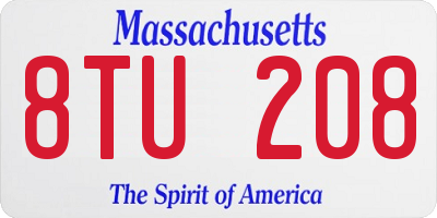 MA license plate 8TU208