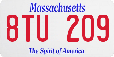 MA license plate 8TU209