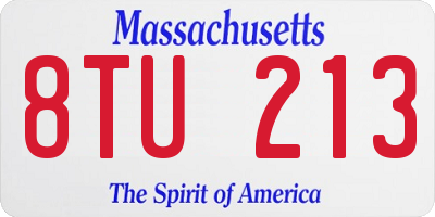 MA license plate 8TU213