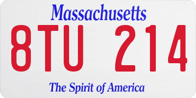 MA license plate 8TU214