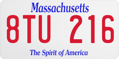 MA license plate 8TU216