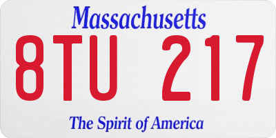 MA license plate 8TU217