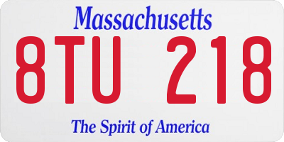 MA license plate 8TU218