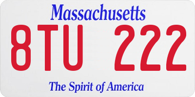 MA license plate 8TU222