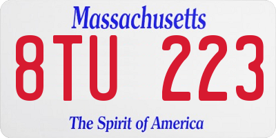 MA license plate 8TU223
