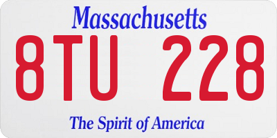 MA license plate 8TU228