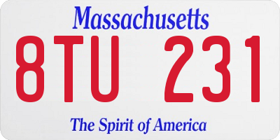 MA license plate 8TU231