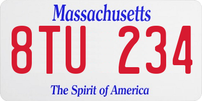 MA license plate 8TU234