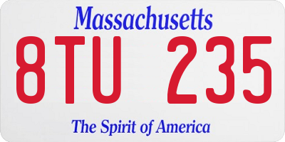 MA license plate 8TU235