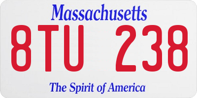 MA license plate 8TU238