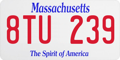 MA license plate 8TU239