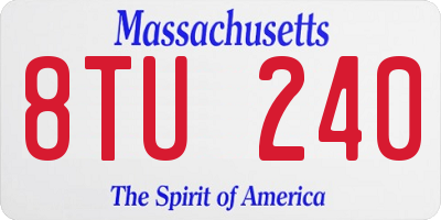 MA license plate 8TU240
