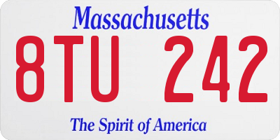 MA license plate 8TU242