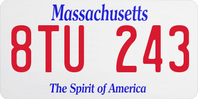 MA license plate 8TU243