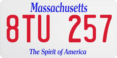 MA license plate 8TU257