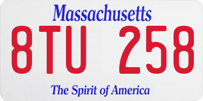 MA license plate 8TU258