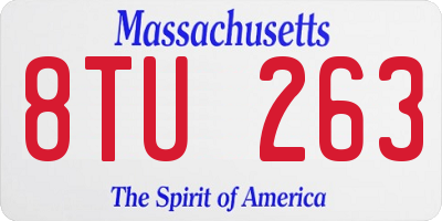 MA license plate 8TU263