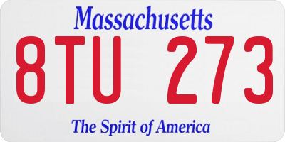 MA license plate 8TU273