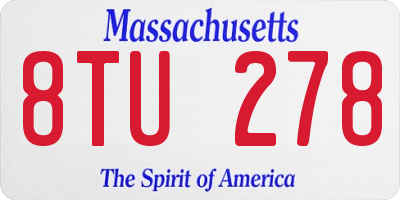 MA license plate 8TU278
