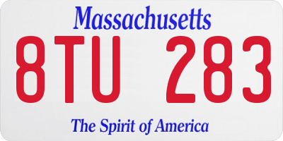 MA license plate 8TU283