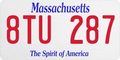 MA license plate 8TU287