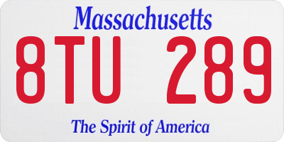 MA license plate 8TU289
