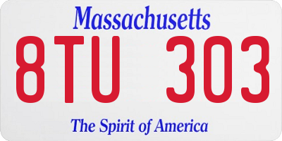 MA license plate 8TU303