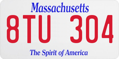 MA license plate 8TU304