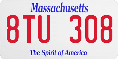 MA license plate 8TU308