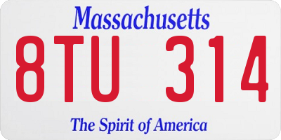 MA license plate 8TU314