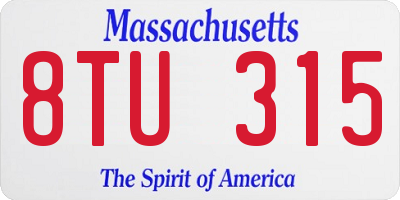 MA license plate 8TU315