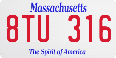 MA license plate 8TU316