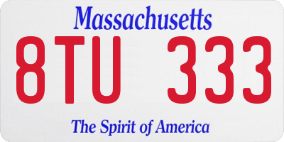 MA license plate 8TU333