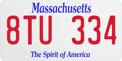 MA license plate 8TU334