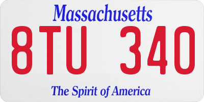 MA license plate 8TU340