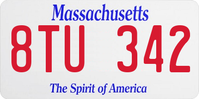MA license plate 8TU342