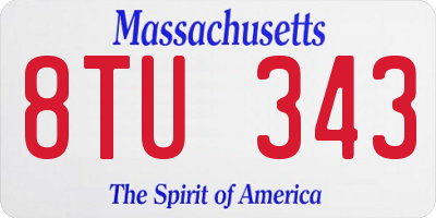 MA license plate 8TU343