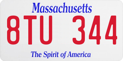 MA license plate 8TU344