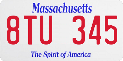 MA license plate 8TU345