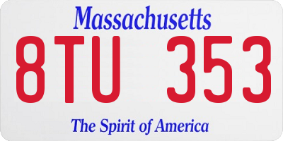 MA license plate 8TU353
