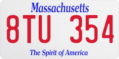 MA license plate 8TU354
